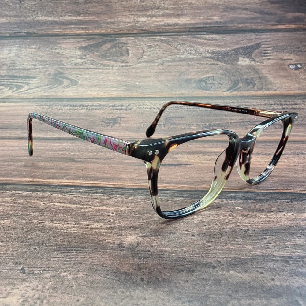 Lilly Pulitzer Alexa TO Tortoise Shell Square Eyeglasses Frames 50-16-135 Womens